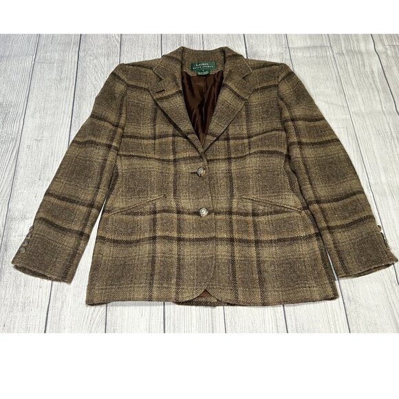Lauren Ralph Lauren Jackets & Blazers - Lauren Ralph Lauren Brown Plaid Wool Blazer Jacket Tailored Button Front Coat 4